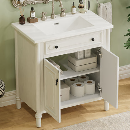 Kizzo 31" Vintage Bathroom Vanity with Sink, Rustic Bathroom Cabinet