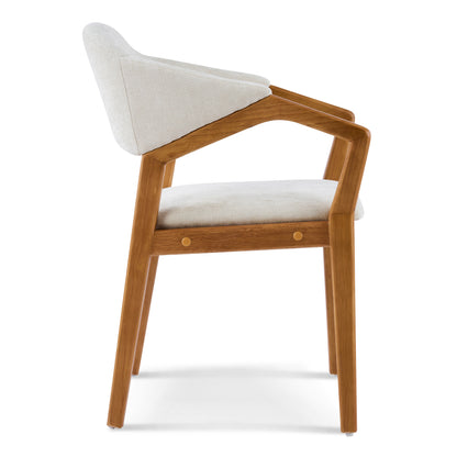 Arden Indoor Dining Chair Set of 2, Chenille Upholstered Armchairs with Bent Wood Frame, 300lbs Capacity, Ergonomic Curved Backrest