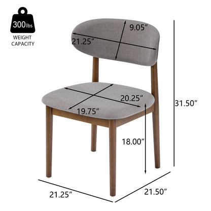 Lumene Contemporary Upholstered Side Chair with Soild Wood Legs and Curved Back (Set of 2)