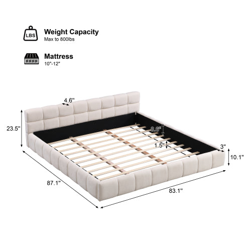 Sonnetta Elegant Beige Chenille Upholstered Bed