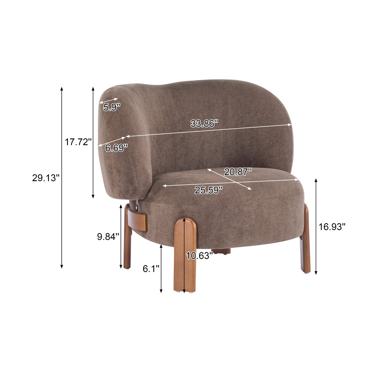 Demidorium Cozy Upholstery Solid Wood Wingback Armchair