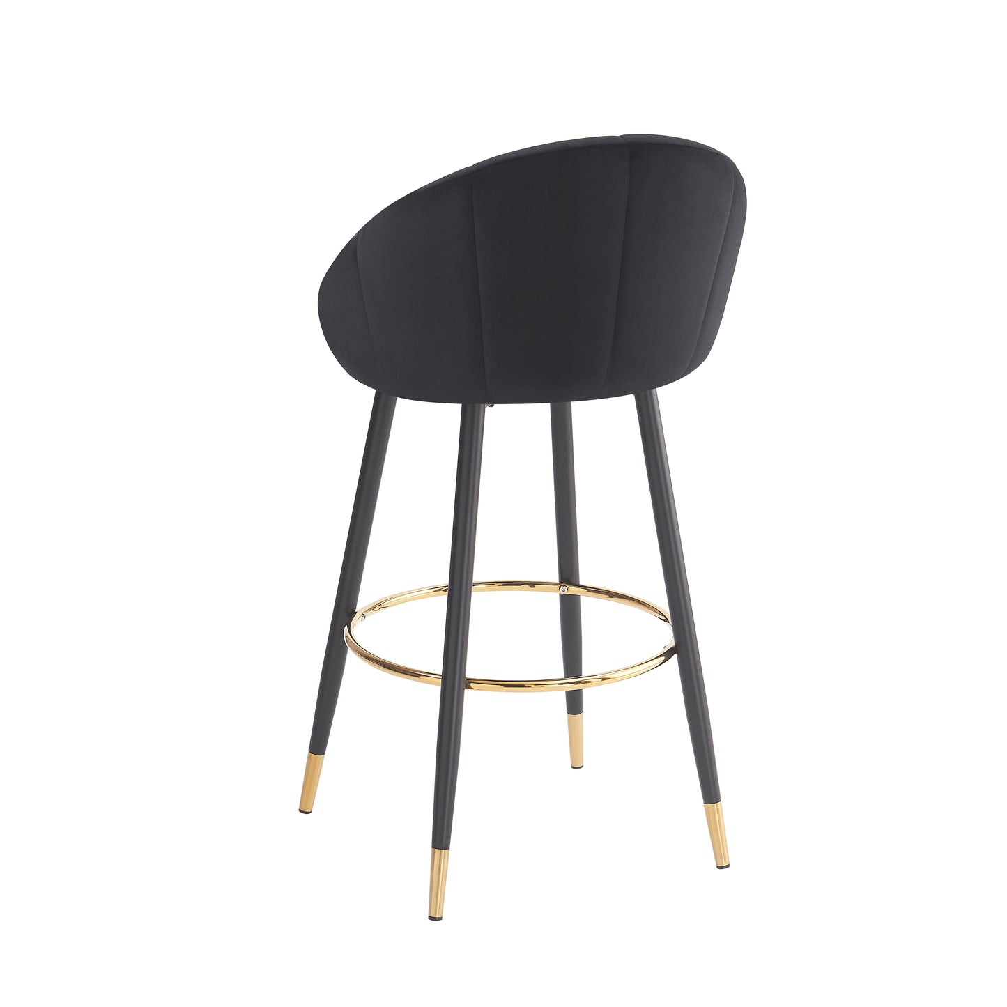 Soreli 40.5" High Back, Black Velvet & Gold Metal Bar Stool,Luxe Modern Design, Set of 2