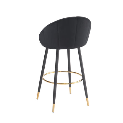 Soreli 40.5" High Back, Black Velvet & Gold Metal Bar Stool,Luxe Modern Design, Set of 2