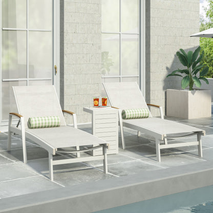 Joy Outdoor Aluminum Chaise Lounge Set with C-Shaped End Table