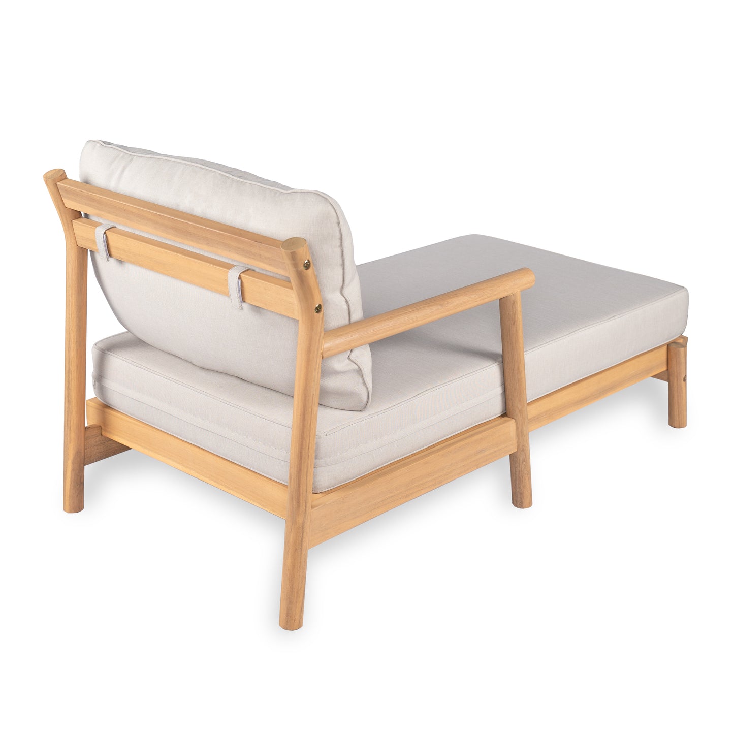 Selyric Patio Acacia Wood Sofa-and-Chaise sectional L-shape, Loveseat + Lounge with Water-resistant Cushion