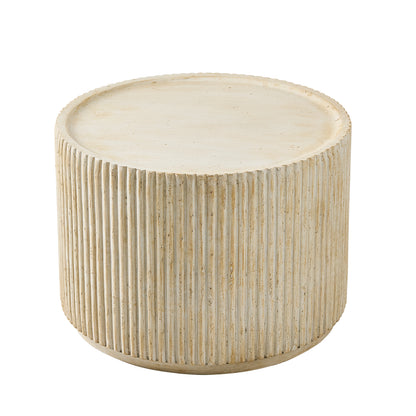 Glena 23.5" MGO Round Fluted Coffee Table for Both Indoor and Outdoor