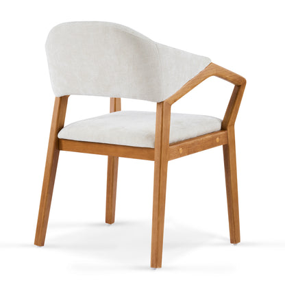 Arden Indoor Dining Chair Set of 2, Chenille Upholstered Armchairs with Bent Wood Frame, 300lbs Capacity, Ergonomic Curved Backrest