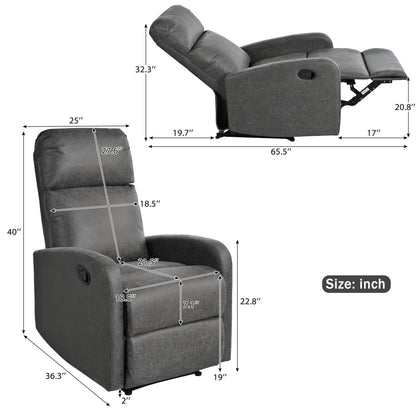 Elarra Modern Recliner Manual Recliner Home Theater Manual Recliner Chair with Adjustable Backrest
