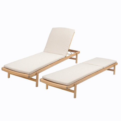 Mallorcar Acacia Wood Chaise Lounge With Cushion