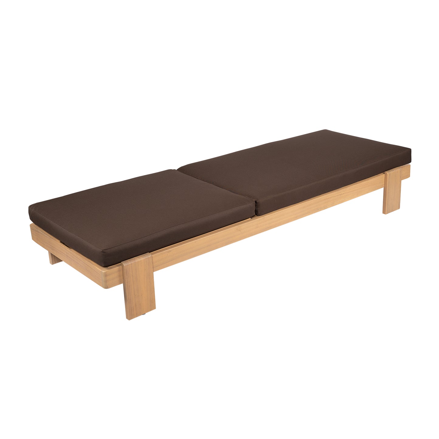 Enchang Outdoor Acacia Wood Chaise Lounge, Teak Frame, with Cushion