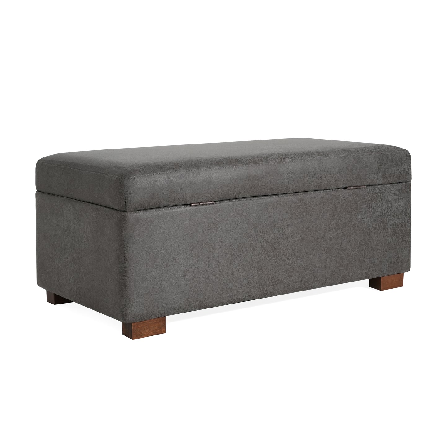 Hopehorizon Rectangle Chenile Solid Wood Storage Ottoman Chenille