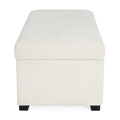 Hopehorizon Rectangle Chenile Solid Wood Storage Ottoman Chenille