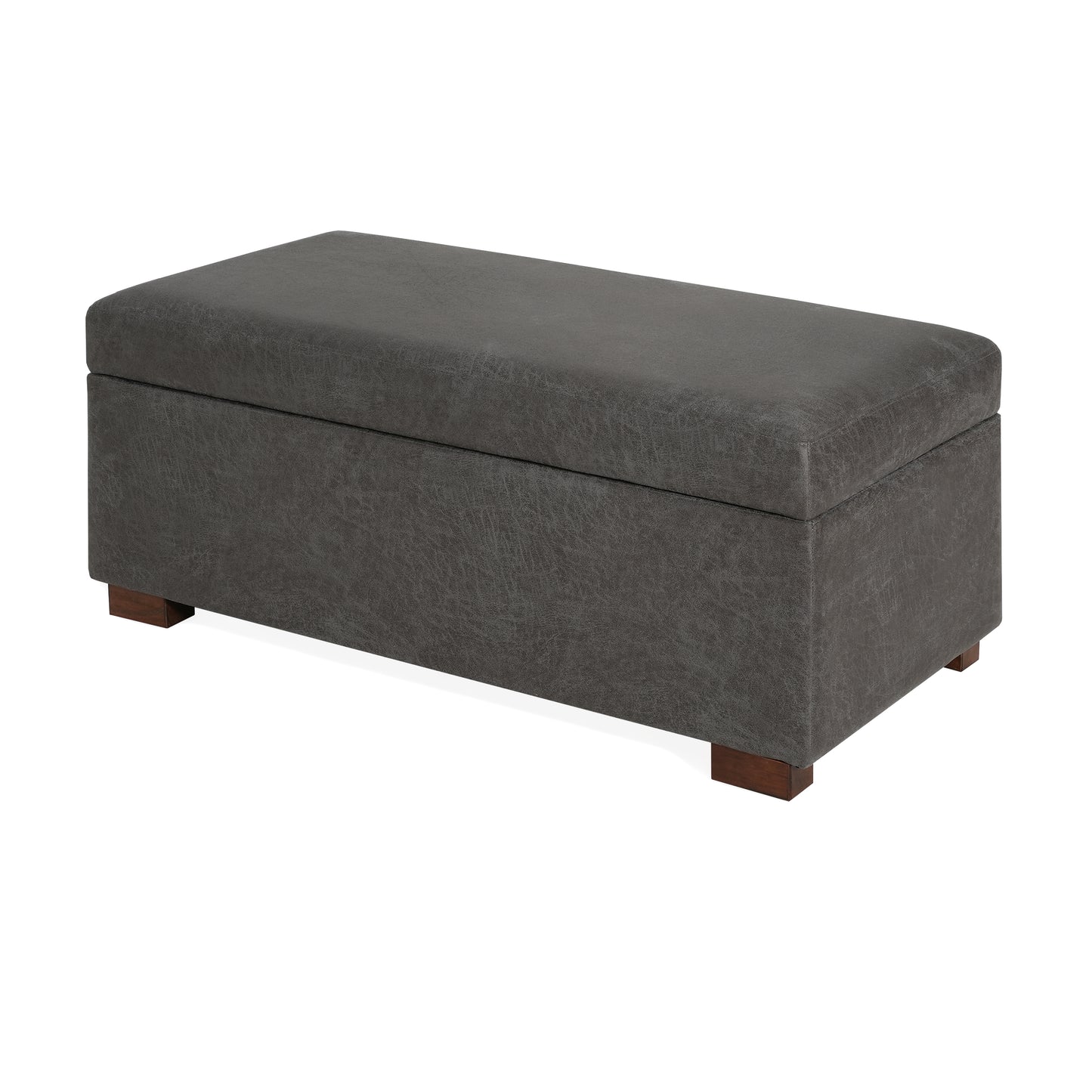 Hopehorizon Rectangle Chenile Solid Wood Storage Ottoman Chenille