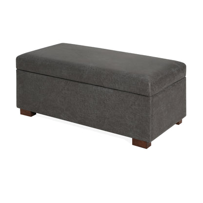 Hopehorizon Rectangle Chenile Solid Wood Storage Ottoman Chenille