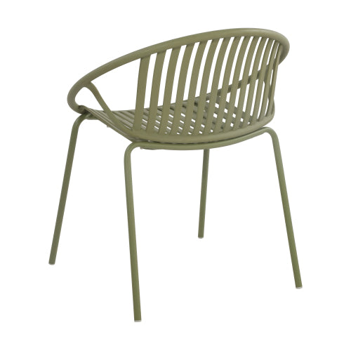 Hespera Patio Dining Chairs with Metal Legs & Breathable Plastic Backrest