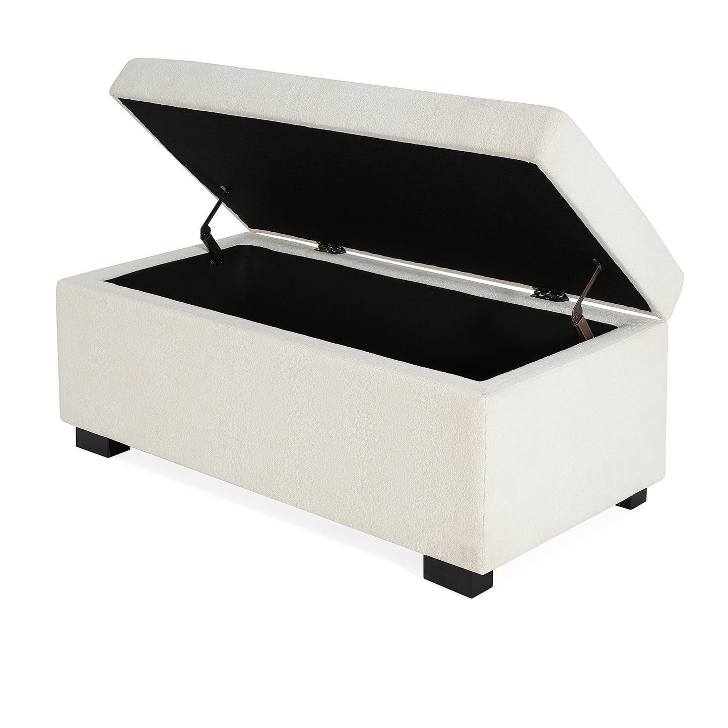 Hopehorizon Rectangle Chenile Solid Wood Storage Ottoman Chenille