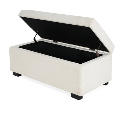 Hopehorizon Rectangle Chenile Solid Wood Storage Ottoman Chenille