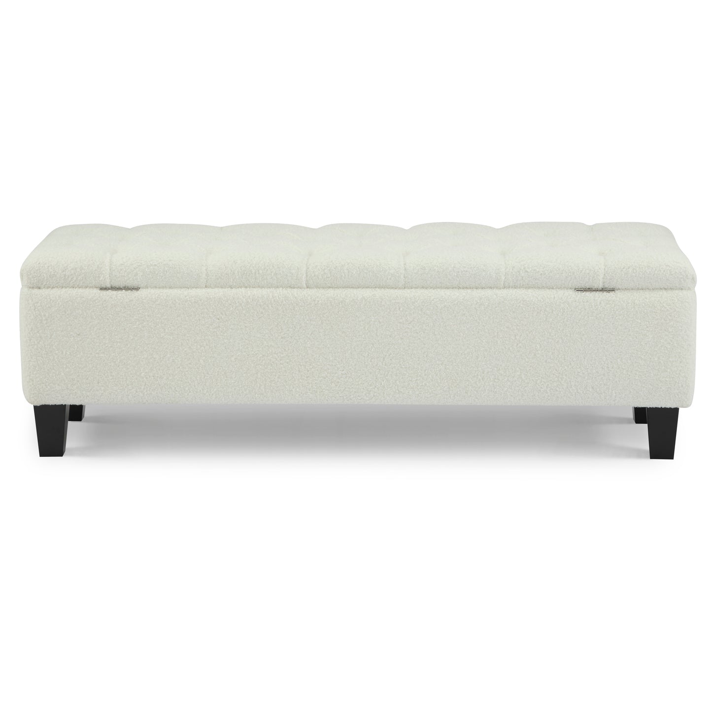 HaChe Ottoman Bench with Storage,Boucle Surface, Rubber Wood Legs, 300 lbs Capacity