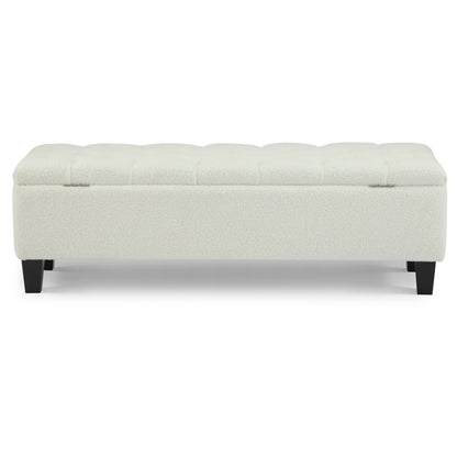 HaChe Ottoman Bench with Storage,Boucle Surface, Rubber Wood Legs, 300 lbs Capacity
