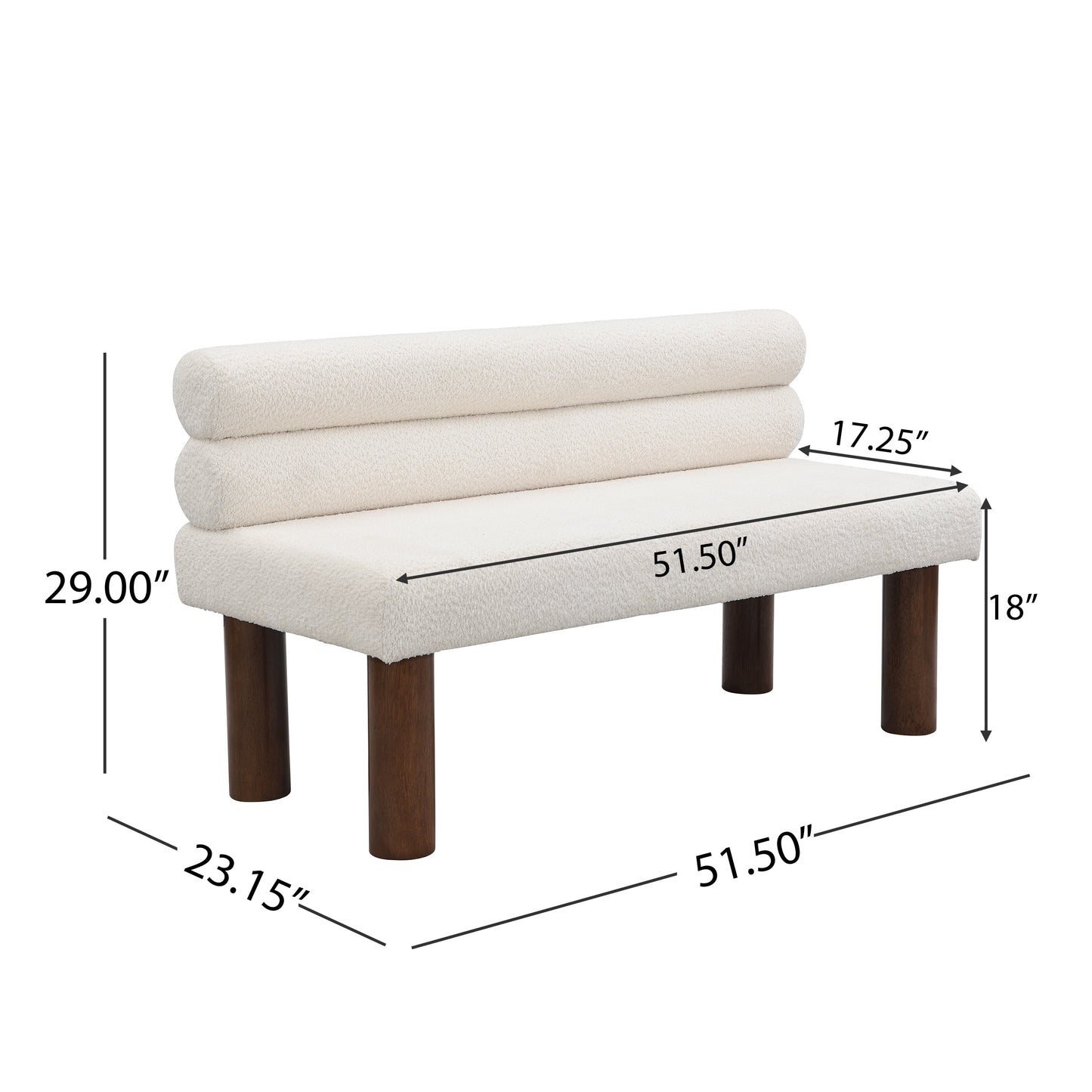 Aetherin Upholstered Dining Bench, Boucle Ottoman for Dining Room, Bedroom, Living Room