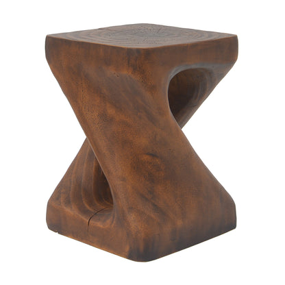 Woanar MGO Twist Shape Side Table, Wood-like texture