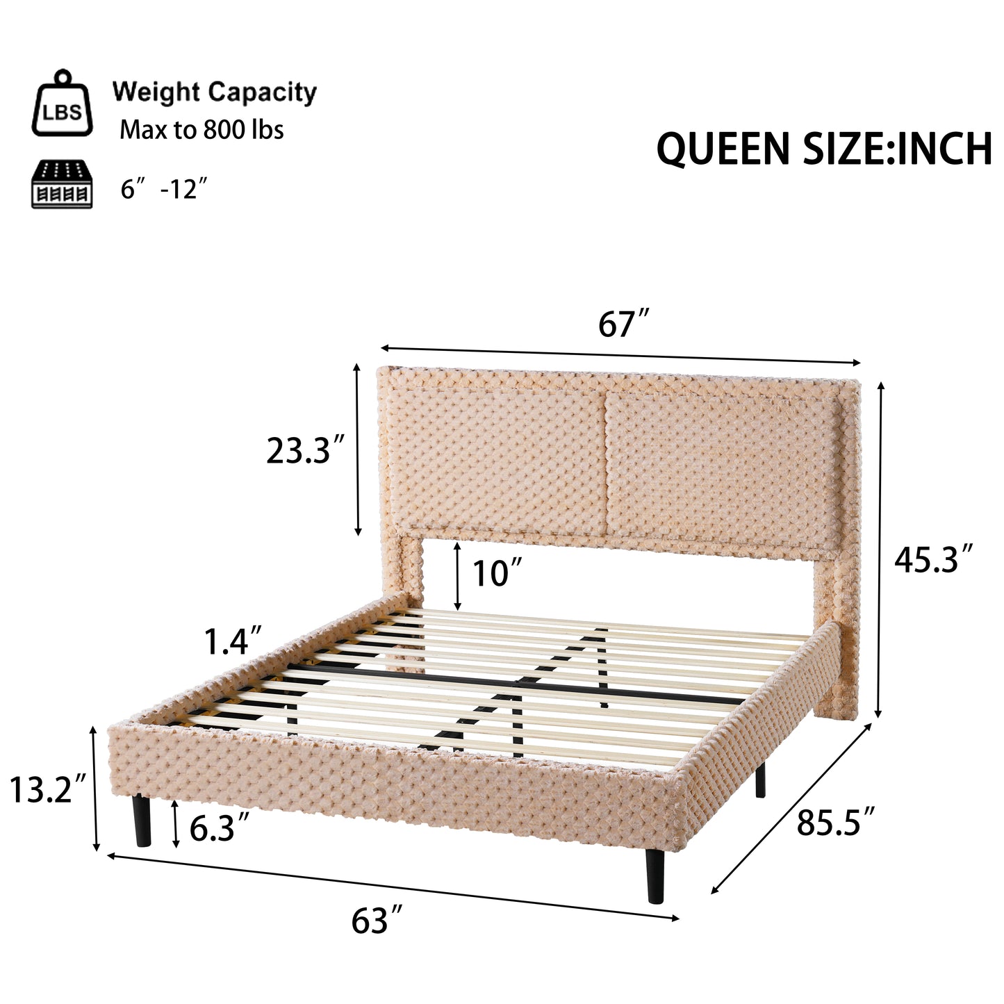 Fessil Simple Modern Plush Soft Bed Comfortable Backrest Bedroom Bed