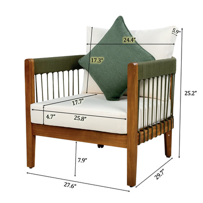 Tavithalae Acacia Wood Outdoor Club Chair with Water-Resistant  Cushions