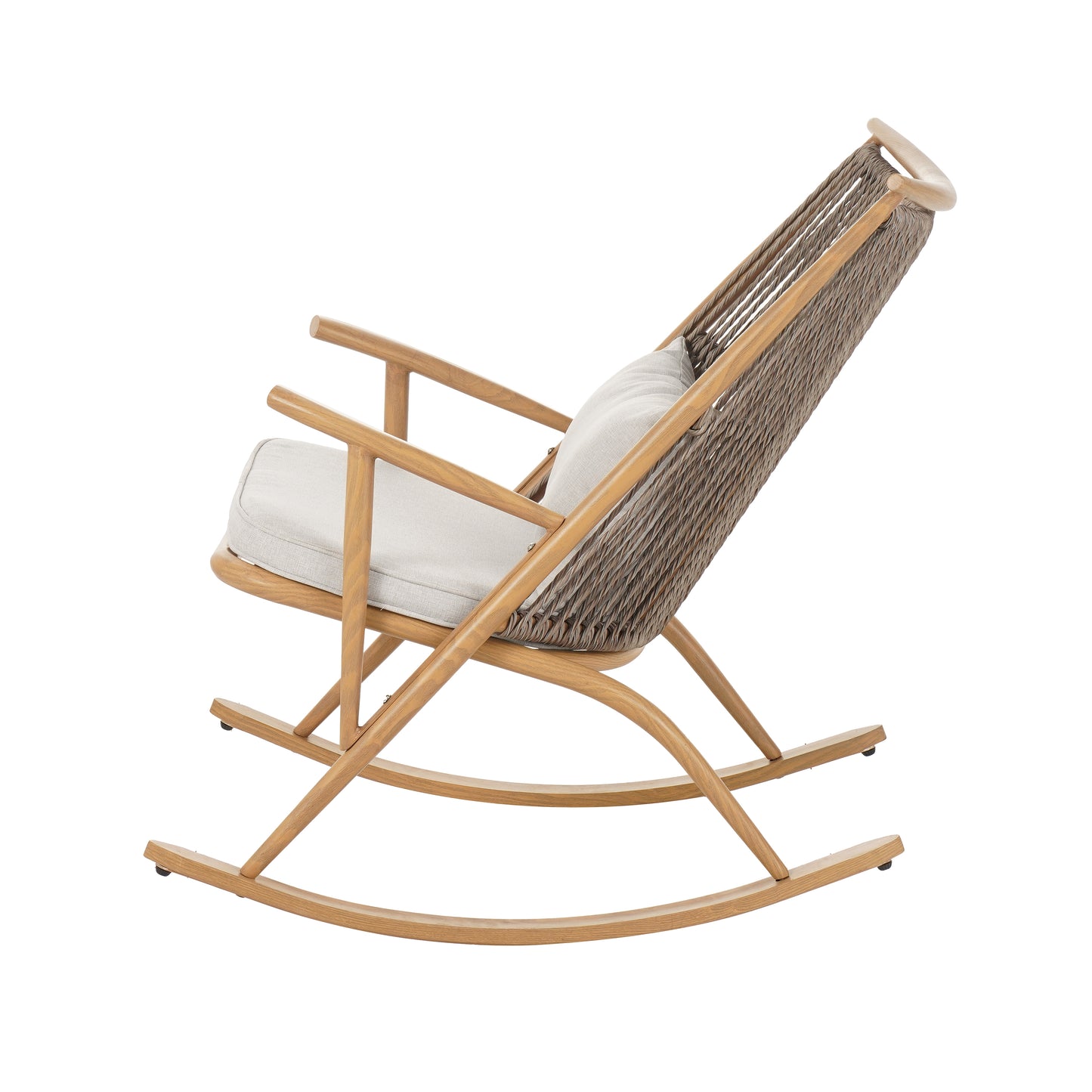 Havizorum Outdoor Rocking Chair – Sturdy Iron Frame in Maple Finish,PE Rattan Backrest