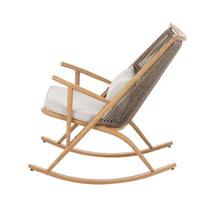 Havizorum Outdoor Rocking Chair – Sturdy Iron Frame in Maple Finish,PE Rattan Backrest