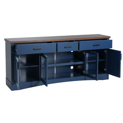 Solther Modern TV Console, 67" Width TV Stand, Glass Doors & Storage Drawers