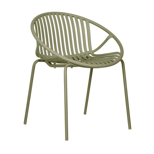 Hespera Patio Dining Chairs with Metal Legs & Breathable Plastic Backrest