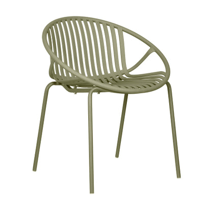 Hespera Patio Dining Chairs with Metal Legs & Breathable Plastic Backrest