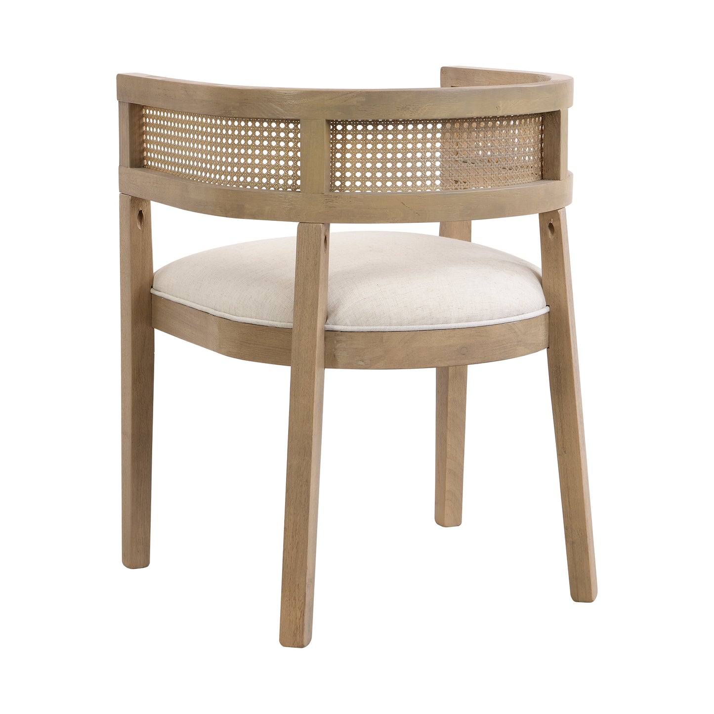 Bastian Dining Chairs with Rattan Backrest, Upholstered Seat, Set of 2