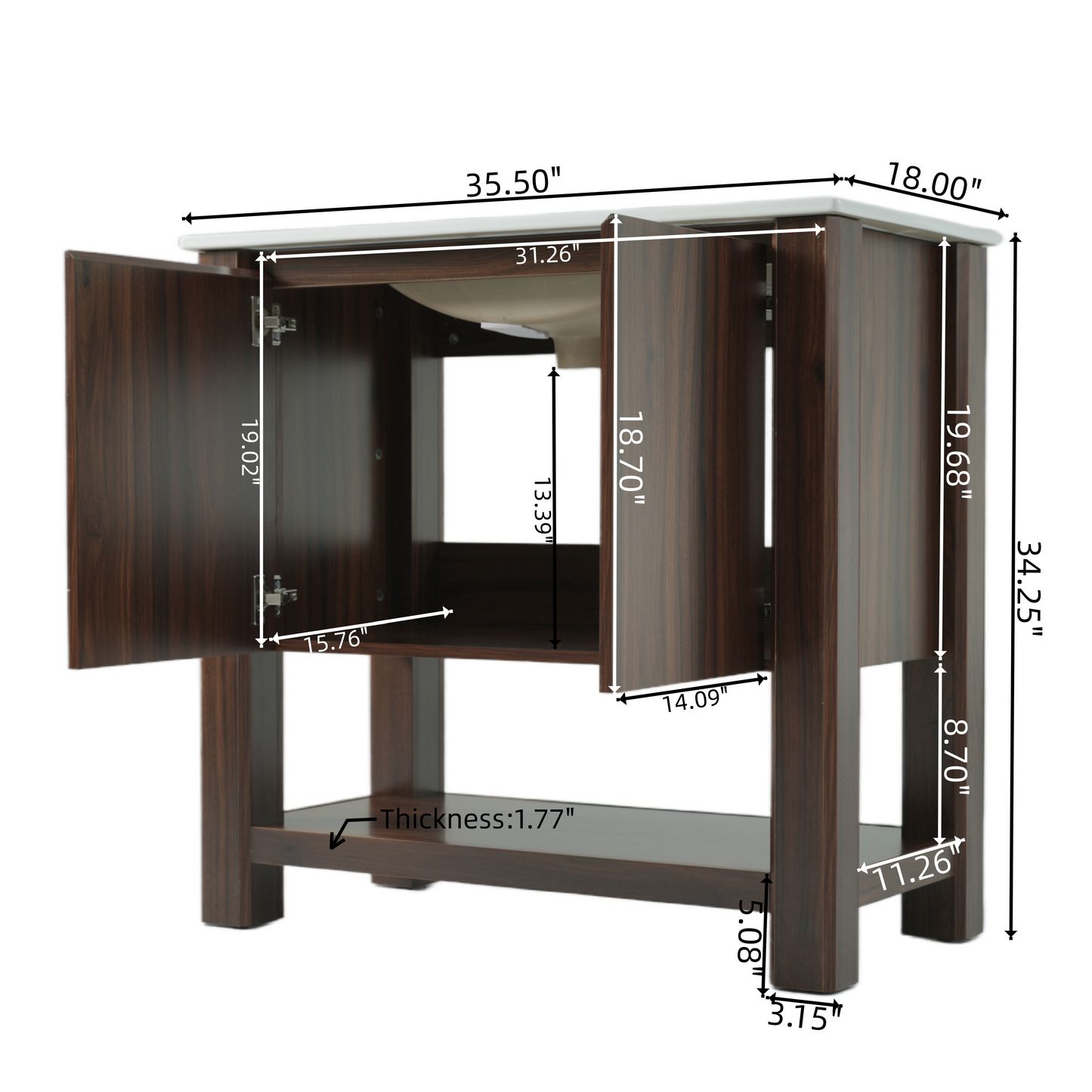 Caryaty Bathroom Cabinet Vanity with Rectangle Ceramic Sink