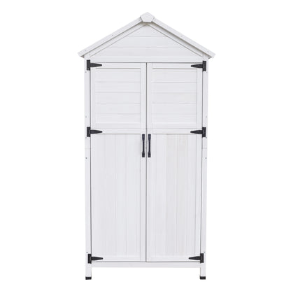 Faevyne White Fir Wood Storage Shed with Double Doors