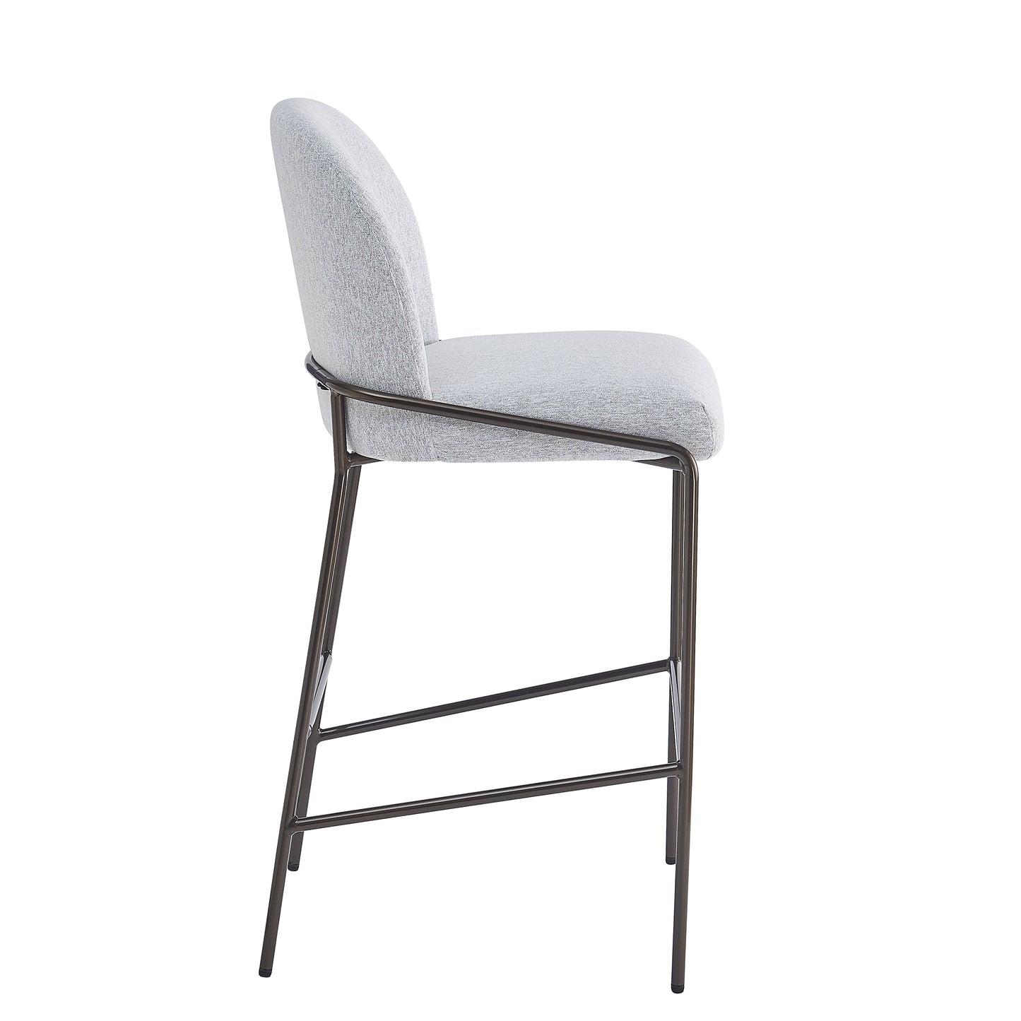 Galence Indoor Metal Upholstered Barstool, Antique Bronze Finish Frame, Set of 2