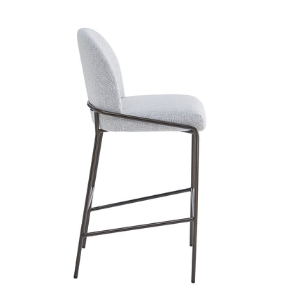 Galence Indoor Metal Upholstered Barstool, Antique Bronze Finish Frame, Set of 2