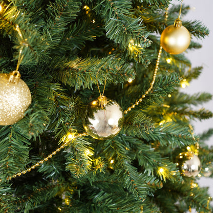 Stellan 7.5FT Christmas Tree with 550 Warm White LED Lights – 1350 PVC & Hard Needle Tips, Hinged Branch Design, Sturdy Metal Stand – Full Realistic Holiday Tree