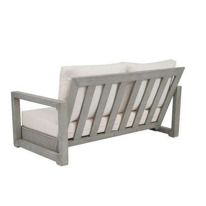 Andrae Outdoor Acacia Wood Loveseat Set with Coffee Table