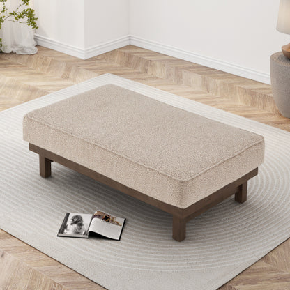 Temzyl temzyl Modern PU Cocktail Ottoman with Wood Frame