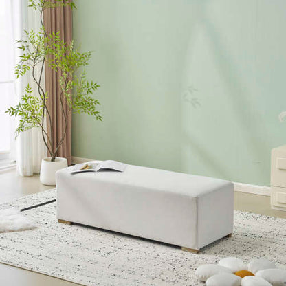 Daigojo Simple White Long Ottoman, Practical Furniture for Living Room and Bedroom