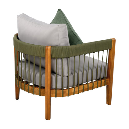 Tavithalae Acacia Wood Outdoor Club Chair with Water-Resistant  Cushions