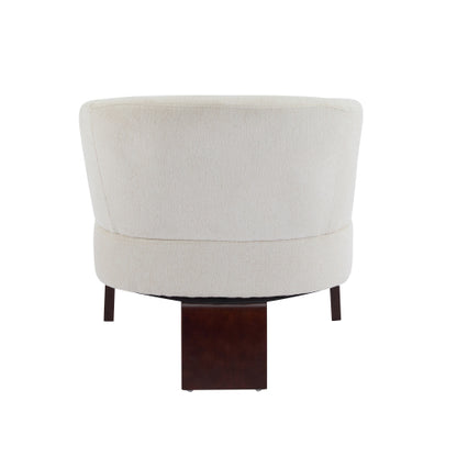 ‌Mossly Modern Accent Chair with Round Back & Wooden Legs - Mid-Century Inspired Lounge Chair for Living Room, Bedroom