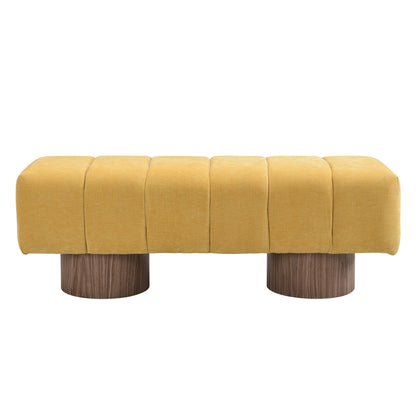 Sylithar Chenille Fabric Upholstered Dining Bench, End of Bed Entryway Bench Ottoman
