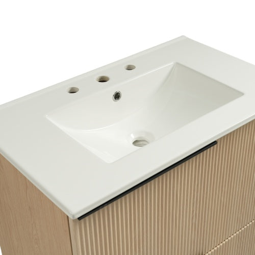 ‌Nexrail 30" Bathroom Vanity with Ceramic Sink and Full-Extension Drawers