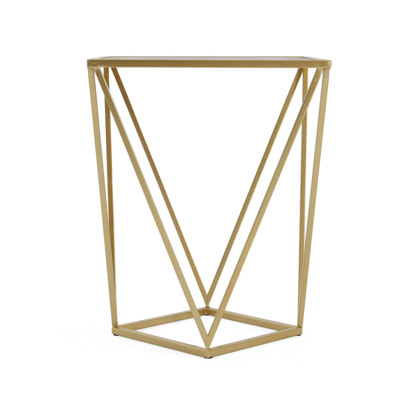 Calliopa Creative Simple Glass Side Table,Gold+White Color