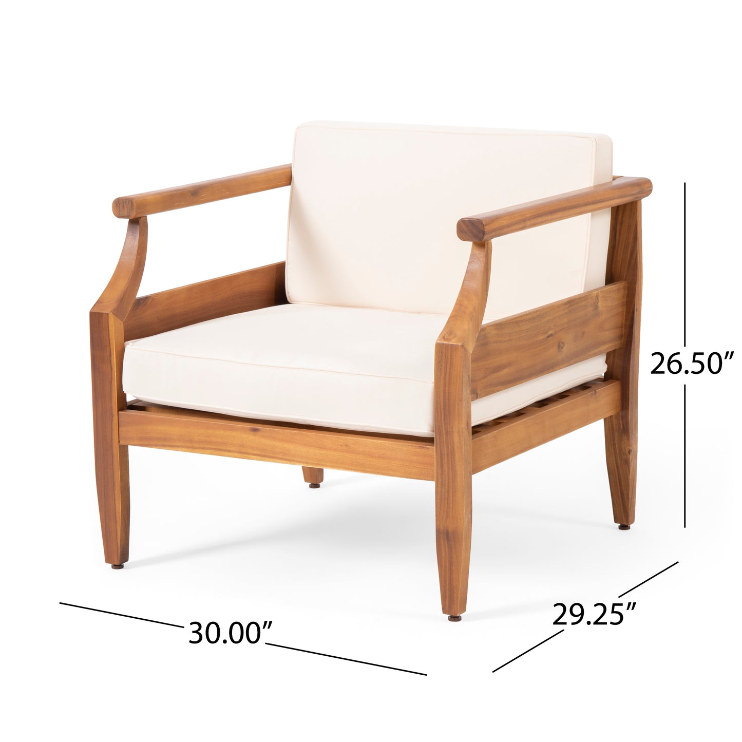 Bianca Outdoor Acacia Wood Club Chairs with Cushions