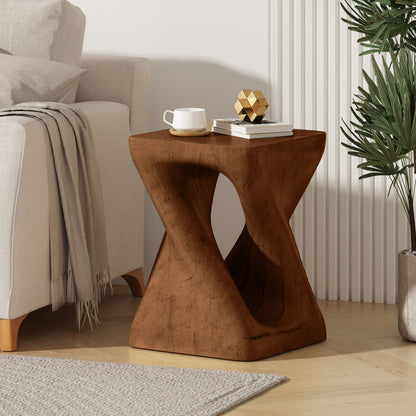 Woanar MGO Twist Shape Side Table, Wood-like texture