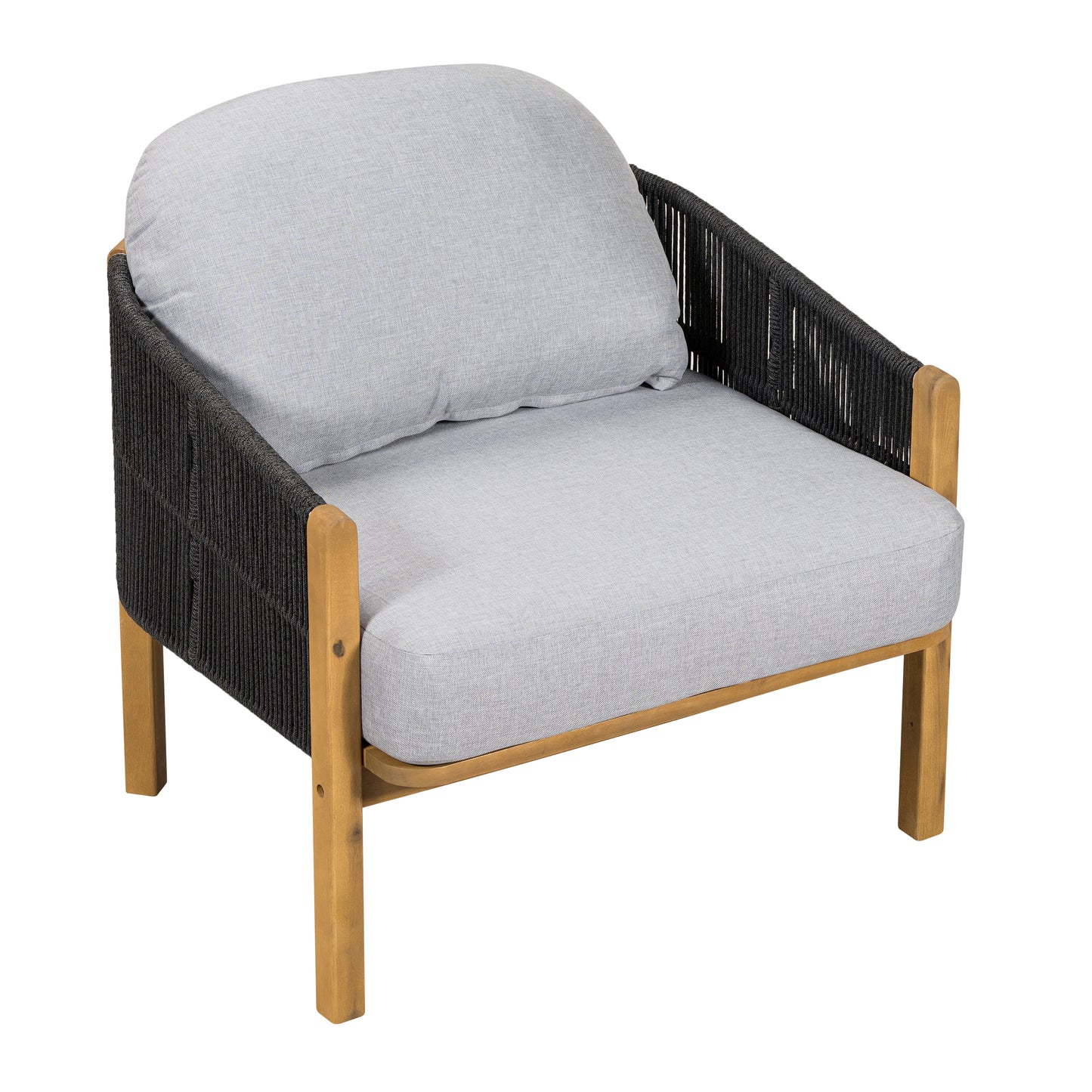 Ylaenor Outdoor Wood Club Chair, with Cushion