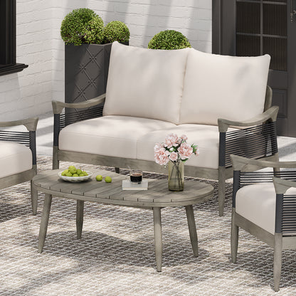 Brsin Outdoor Patio Seating Group,Woven Rope Loveseat with Cushions and Coffee Table